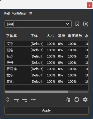Palf FontMixer — FontMixer Pro 面板 1