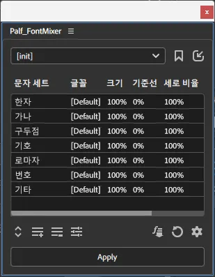 Palf FontMixer — FontMixer Pro 패널 1