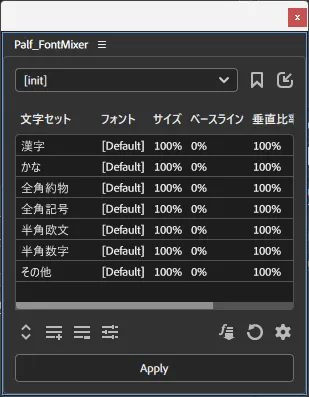 Palf FontMixer — FontMixer Proパネル 1